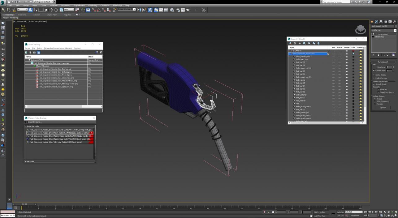 3D Fuel Dispenser Nozzle Blue