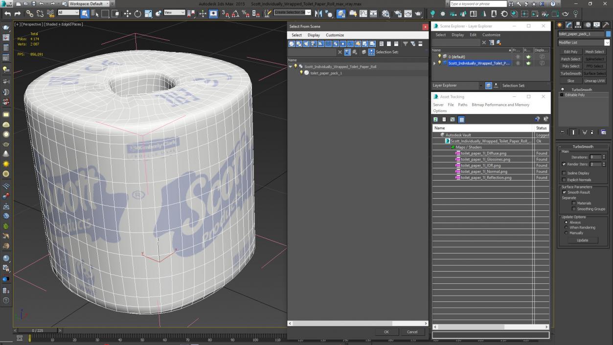 Scott Individually Wrapped Toilet Paper Roll 3D model