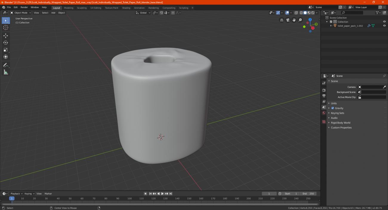 Scott Individually Wrapped Toilet Paper Roll 3D model