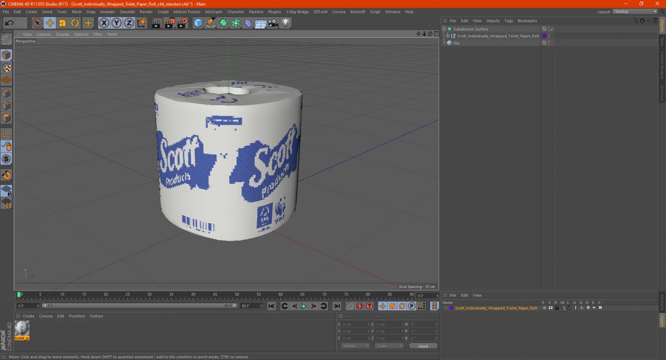 Scott Individually Wrapped Toilet Paper Roll 3D model