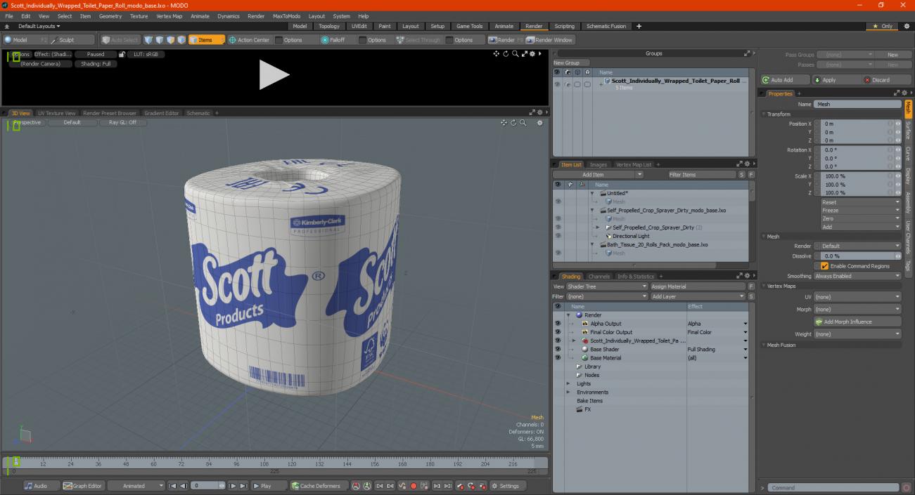 Scott Individually Wrapped Toilet Paper Roll 3D model