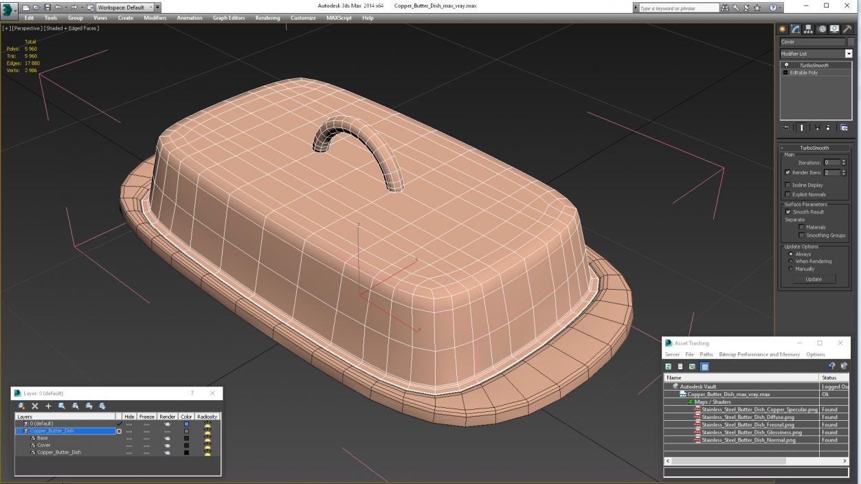 3D Copper Butter Dish model