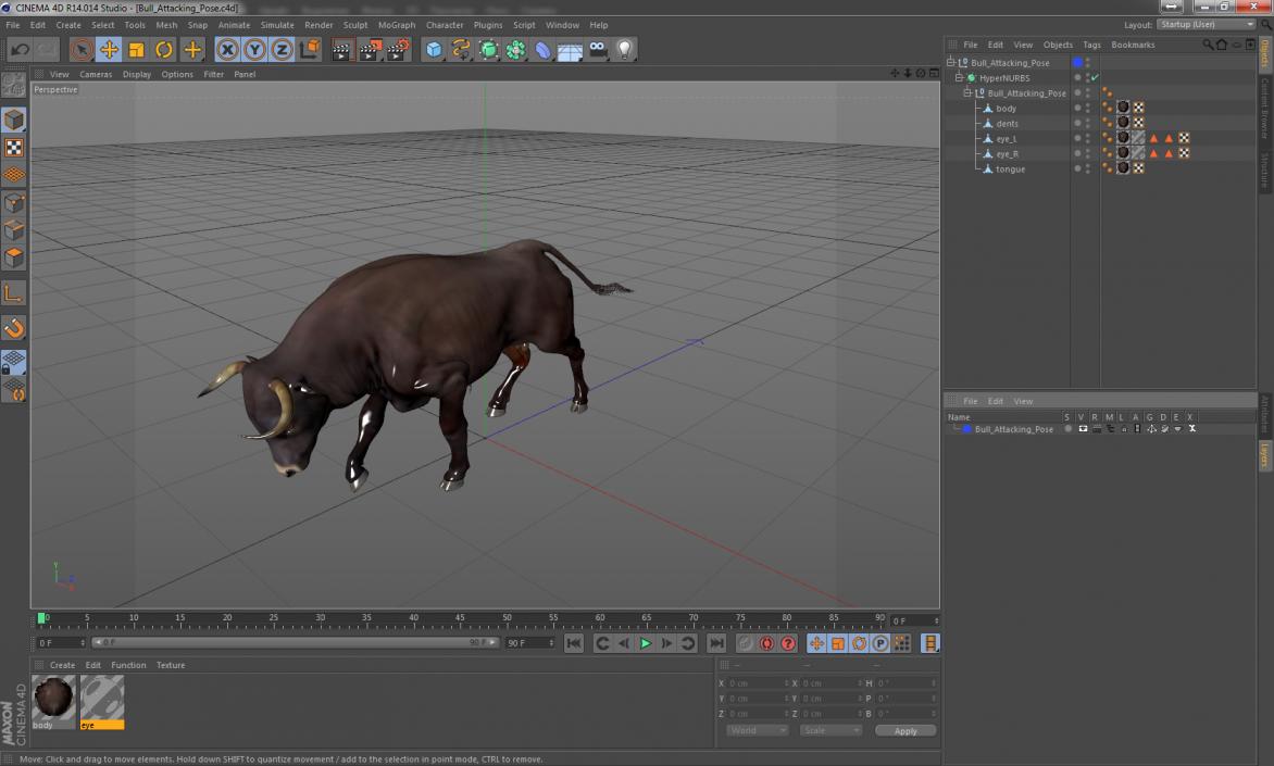 Bull Attacking Pose 3D model