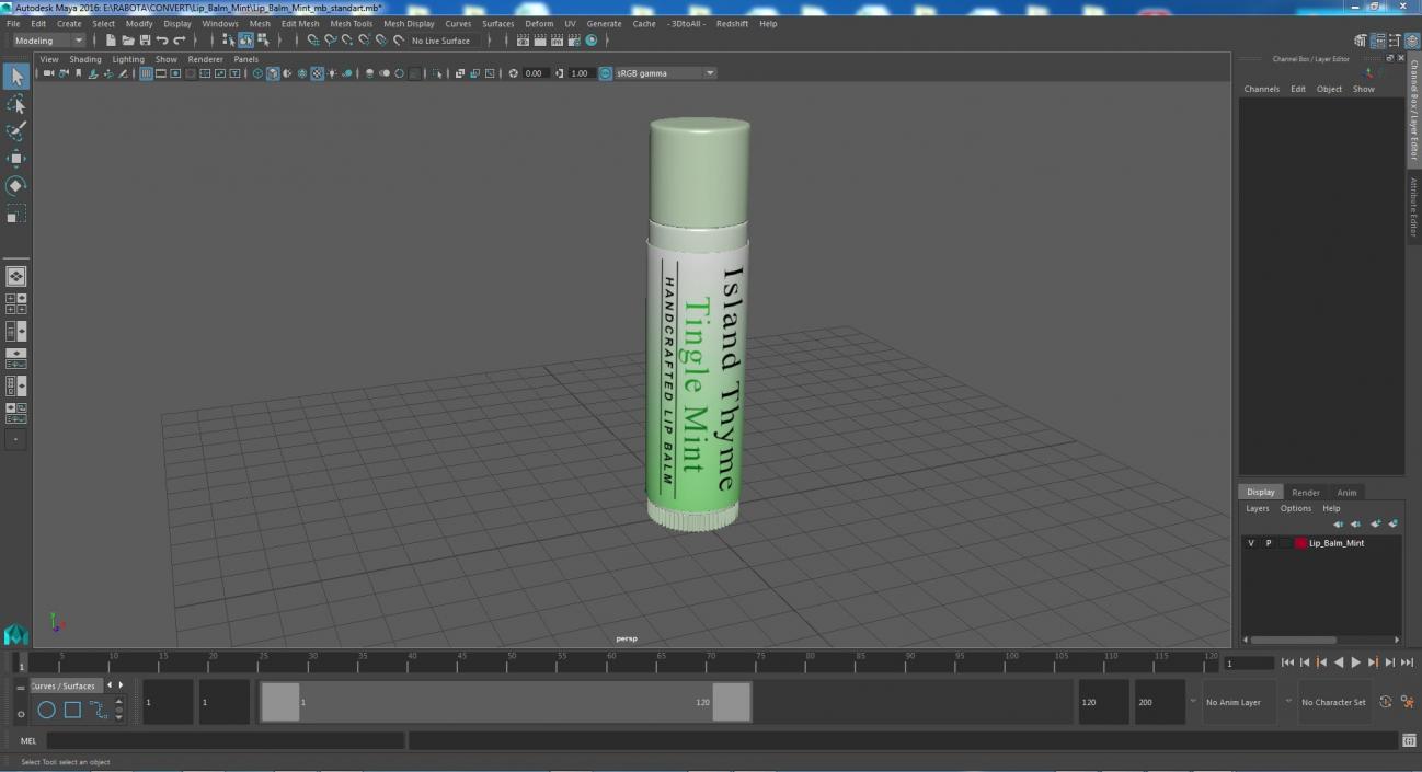 3D Lip Balm Mint model