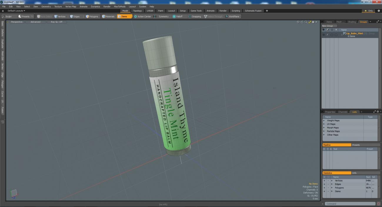 3D Lip Balm Mint model