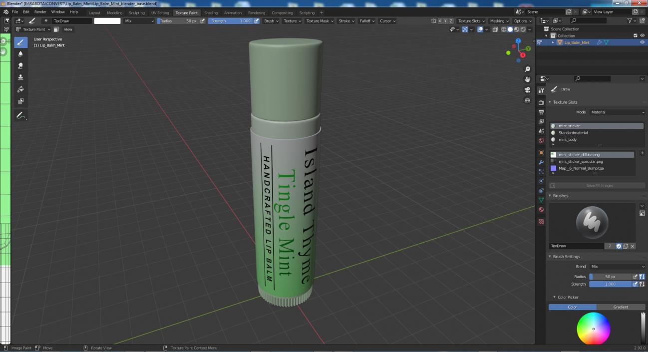 3D Lip Balm Mint model