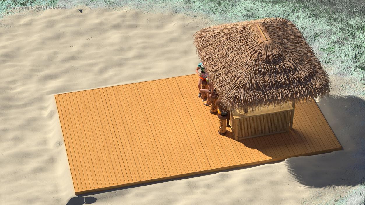 3D model Barman and People at Tiki Bar Rigged for Maya