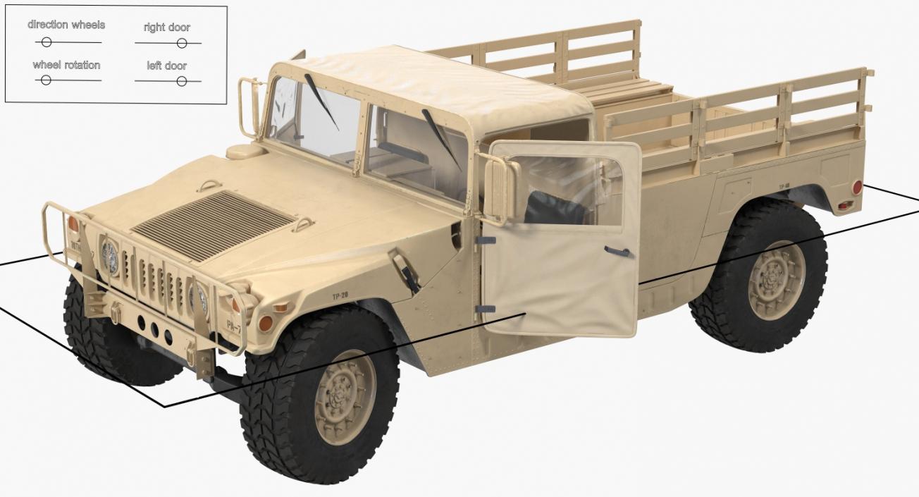 Military Cargo Troop Carrier HMMWV m1038 Rigged Camo Desert 3D model