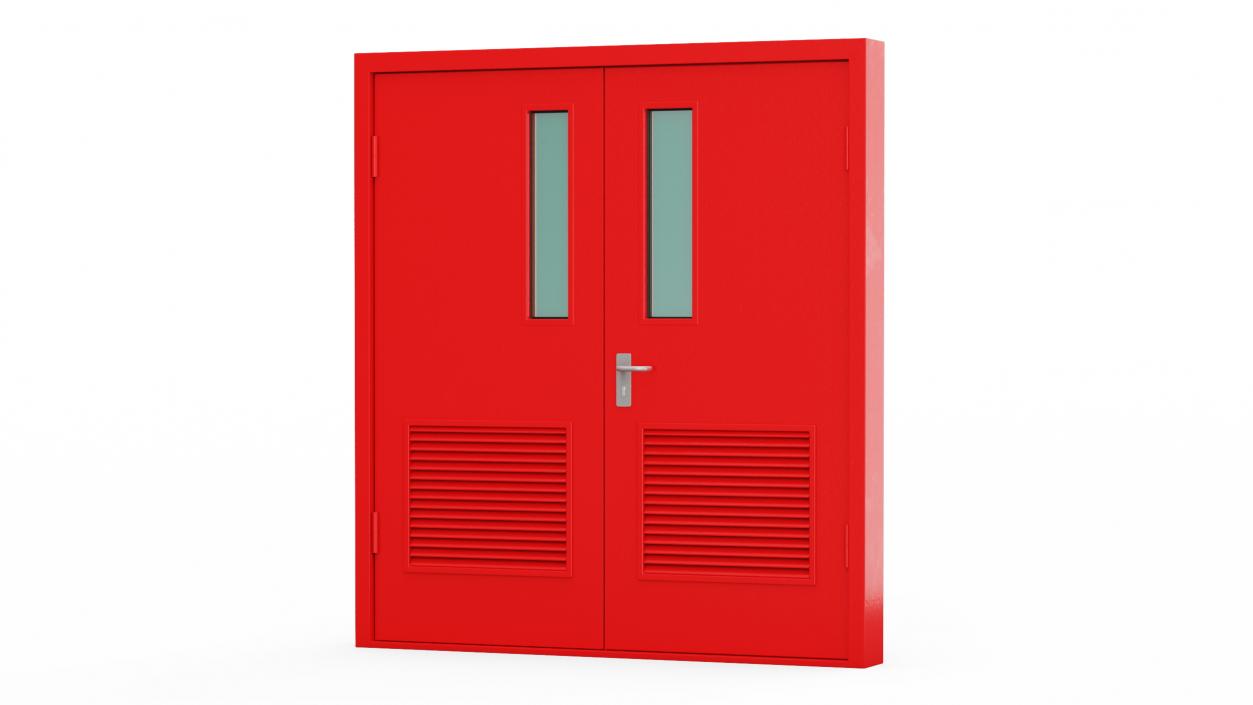 3D Double Fire Exit Doors Collection model