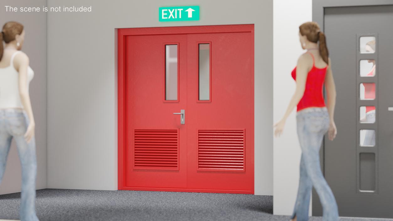 3D Double Fire Exit Doors Collection model