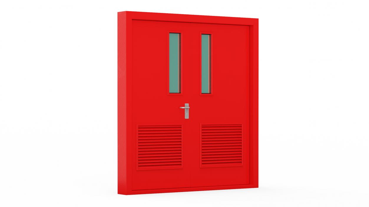 3D Double Fire Exit Doors Collection model