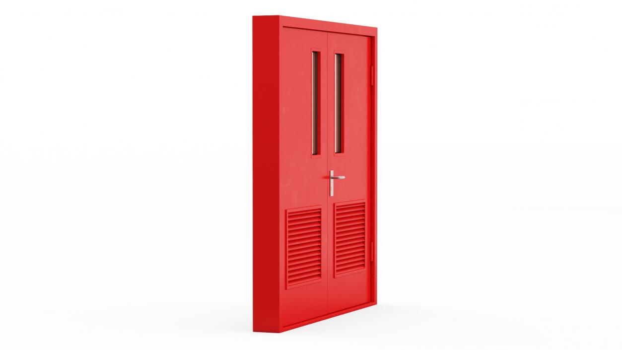 3D Double Fire Exit Doors Collection model