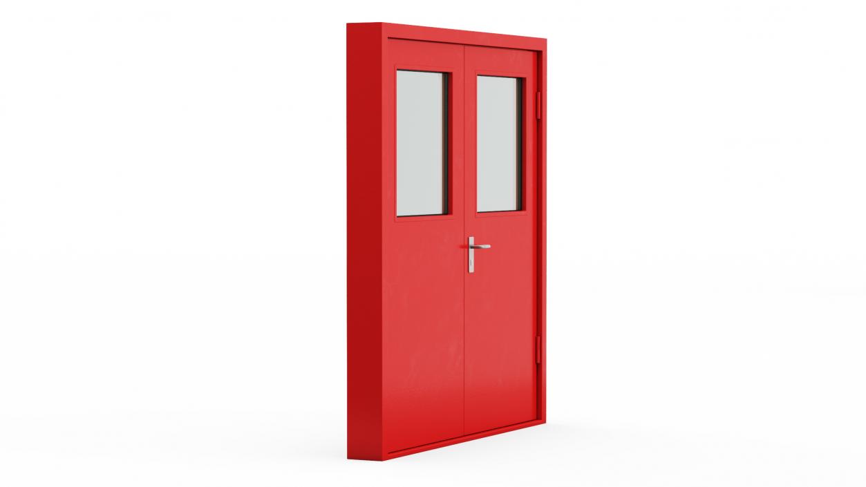 3D Double Fire Exit Doors Collection model