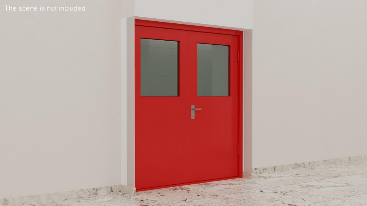 3D Double Fire Exit Doors Collection model