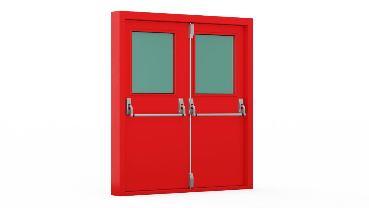 3D Double Fire Exit Doors Collection model