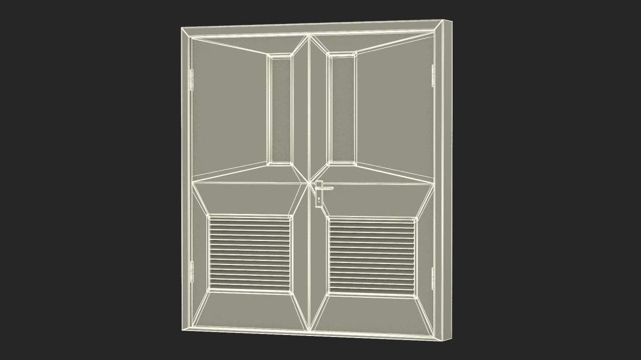 3D Double Fire Exit Doors Collection model