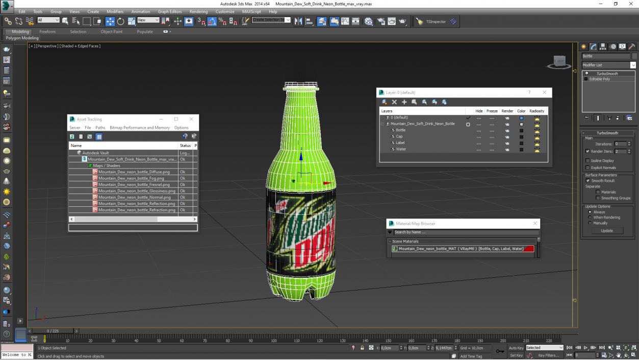 3D model Mountain Dew Soft Drink Neon Bottle