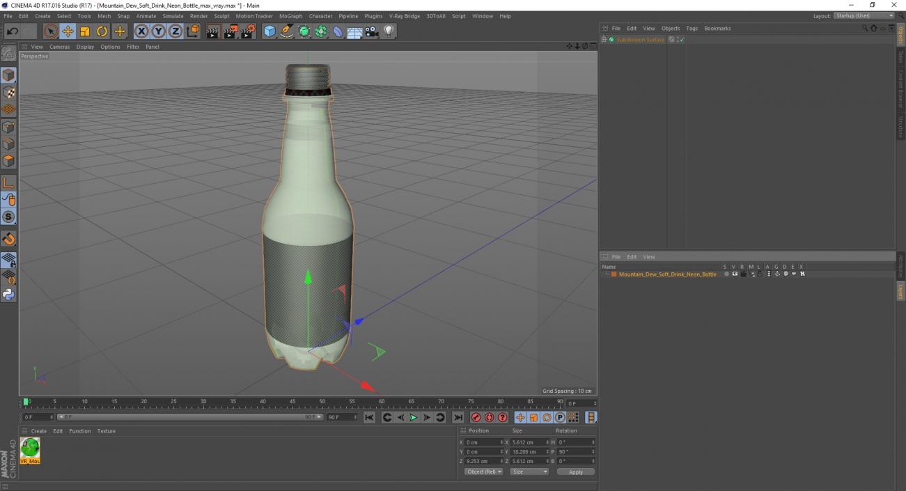 3D model Mountain Dew Soft Drink Neon Bottle