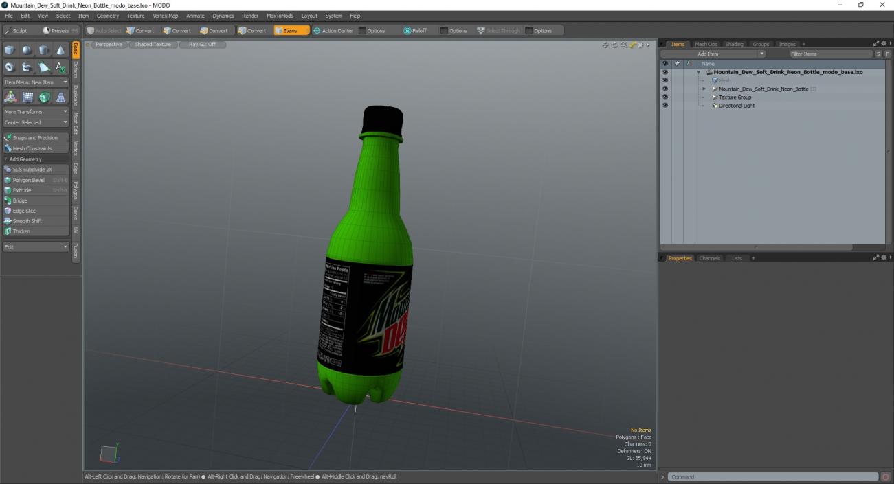 3D model Mountain Dew Soft Drink Neon Bottle