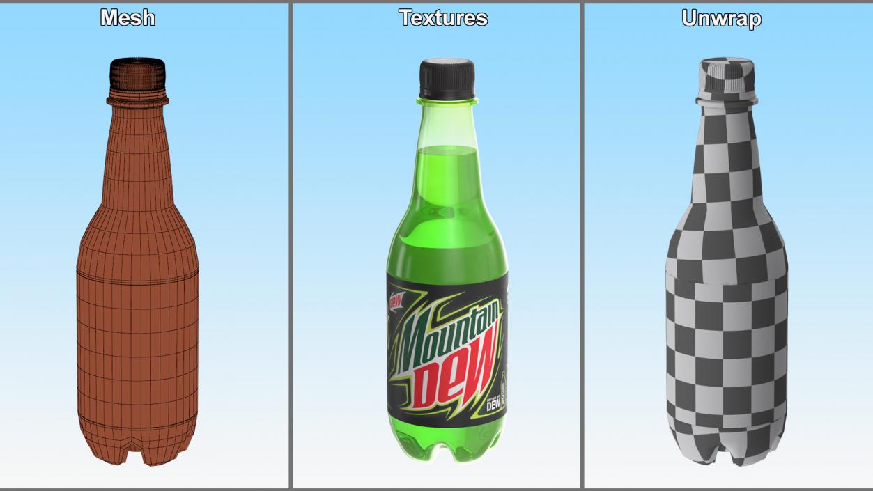 3D model Mountain Dew Soft Drink Neon Bottle