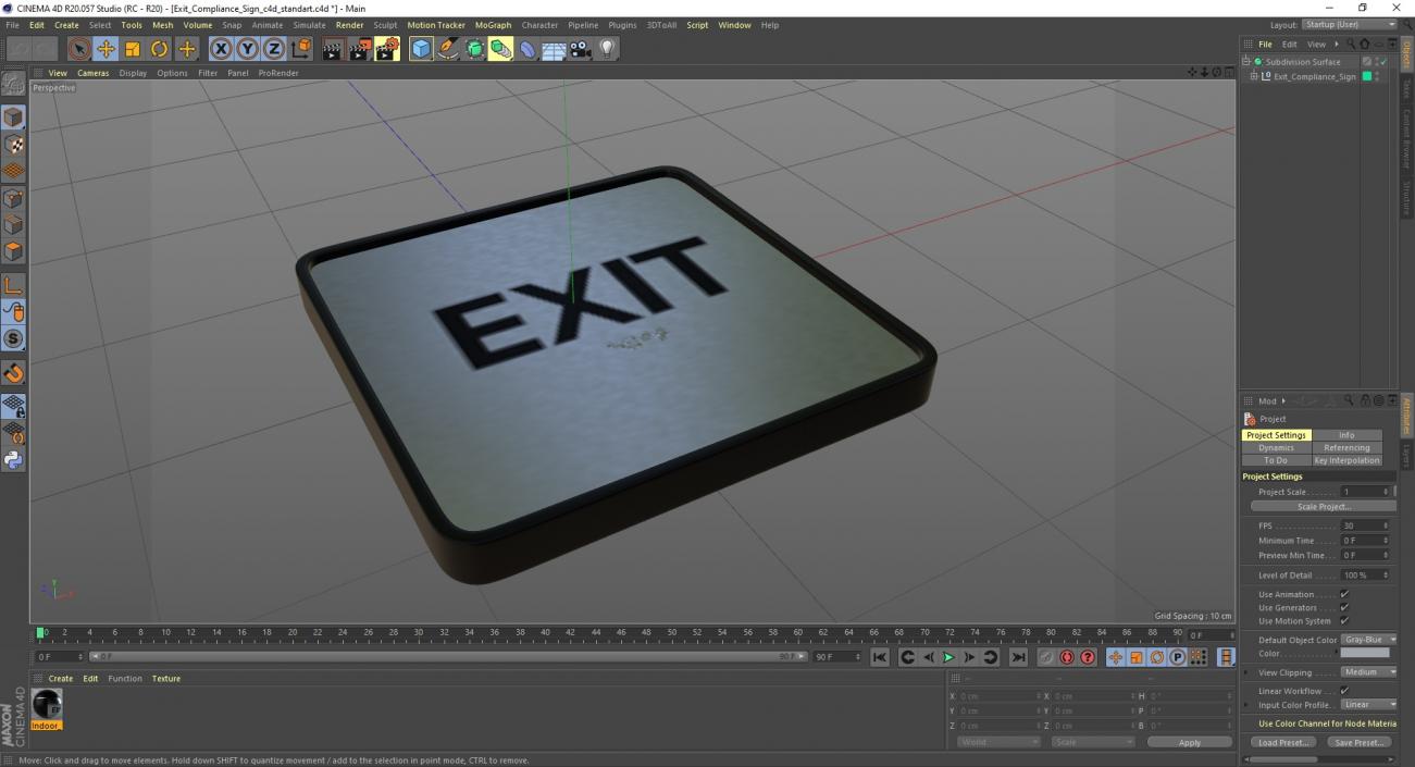 3D model Exit Compliance Sign