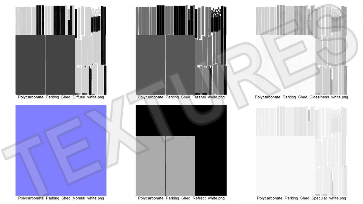 Parking Shed Polycarbonate Roof White 3D