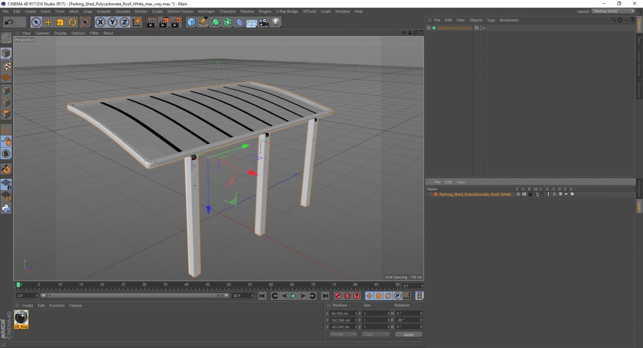 Parking Shed Polycarbonate Roof White 3D