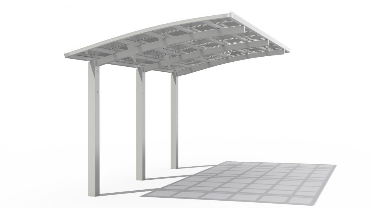 Parking Shed Polycarbonate Roof White 3D