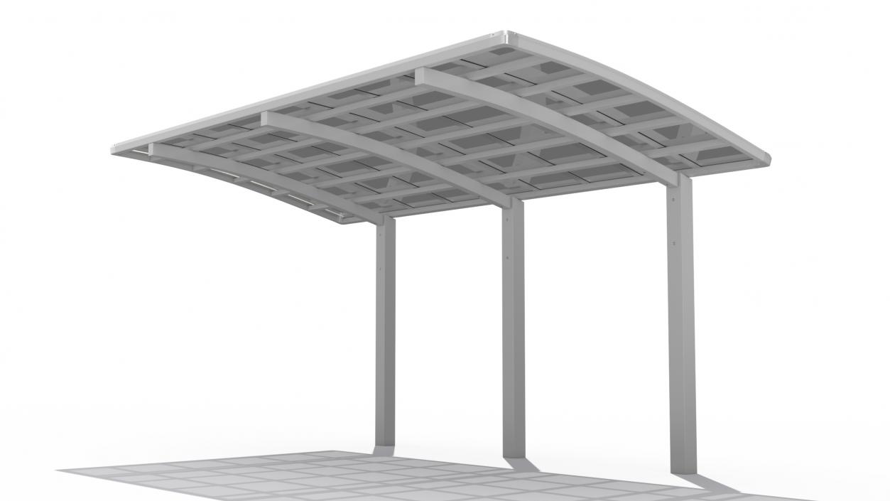 Parking Shed Polycarbonate Roof White 3D