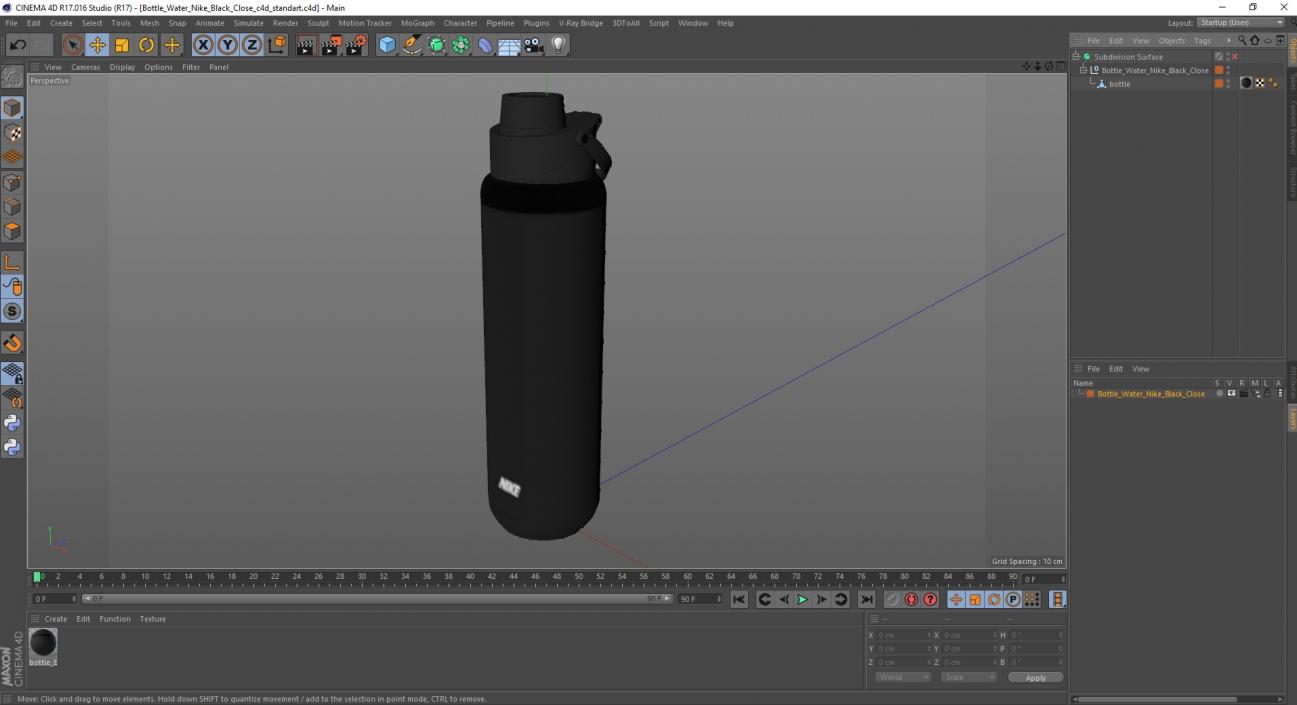 Bottle Water Nike Black Close 3D model