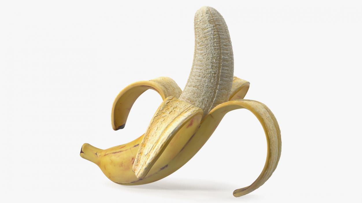 3D Peeled Banana With Brown Flecks