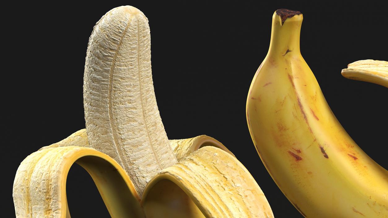 3D Peeled Banana With Brown Flecks