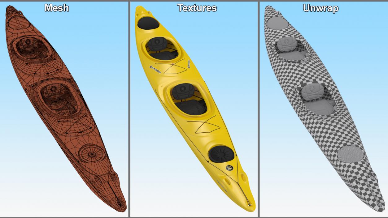 Double Sea Touring Kayak 3D model