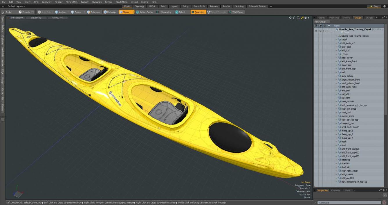 Double Sea Touring Kayak 3D model