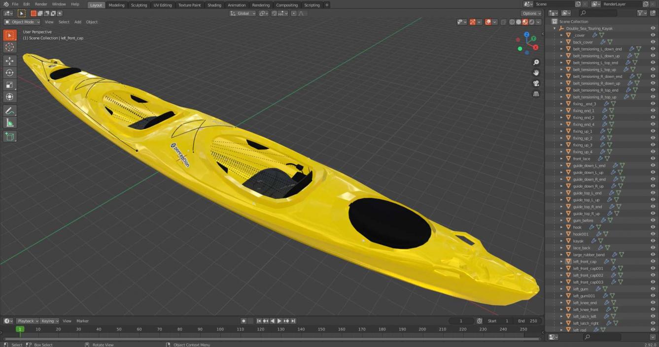 Double Sea Touring Kayak 3D model