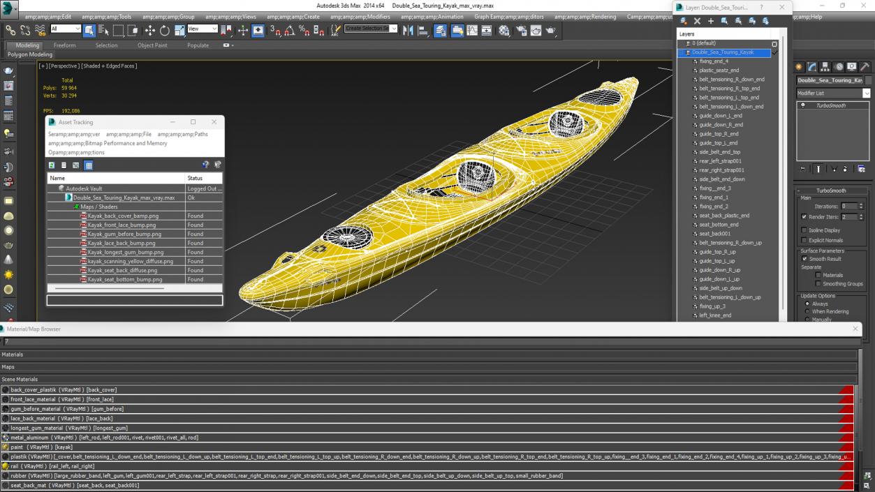 Double Sea Touring Kayak 3D model