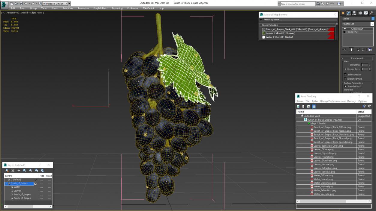 3D Bunch of Black Grapes