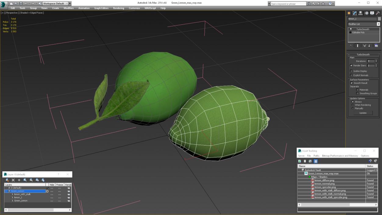 Plastic Green Lemon 3D model