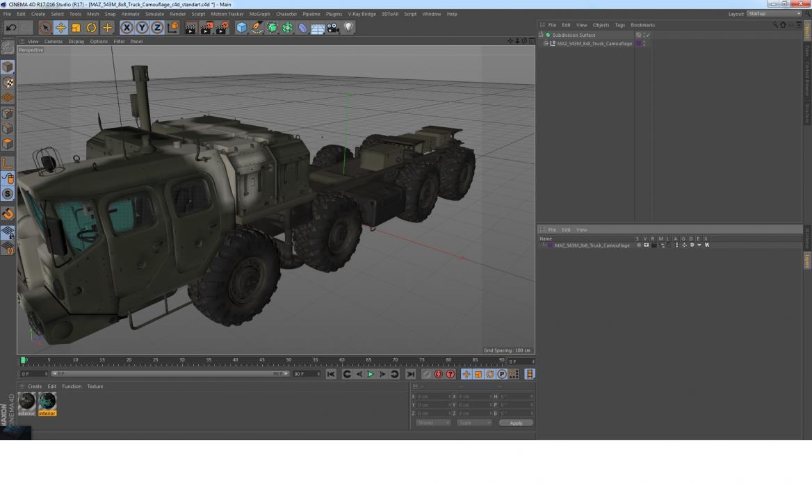 MAZ 543M 8x8 Truck Camouflage 3D model