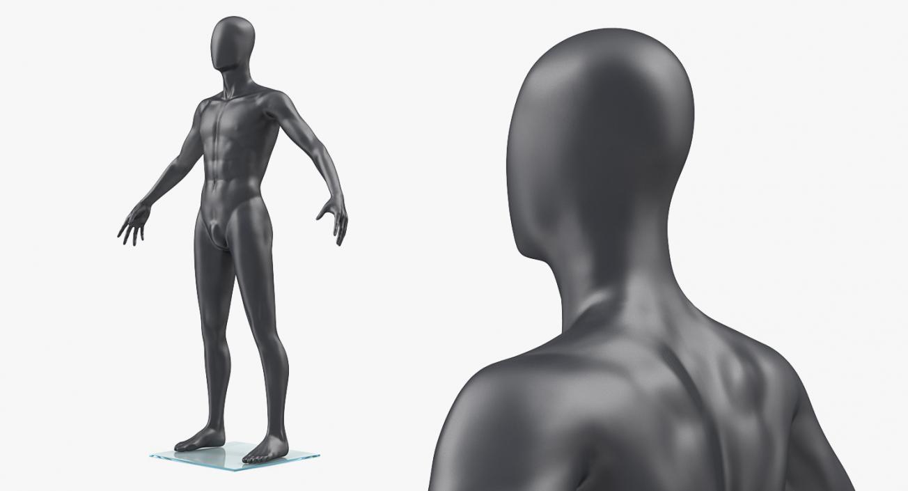 Male Mannequin Dark Grey 3D model