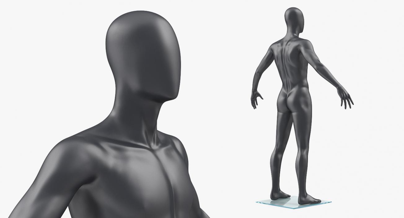 Male Mannequin Dark Grey 3D model