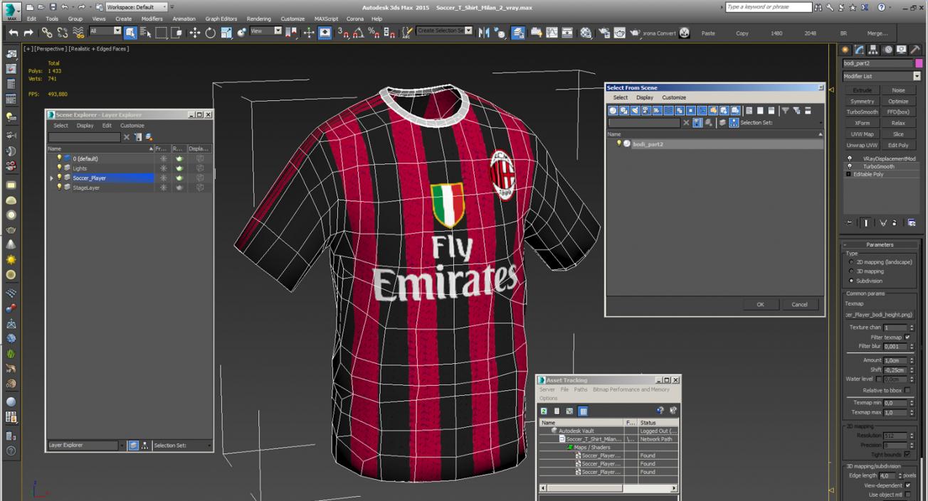 Soccer T-Shirt Milan 2 3D