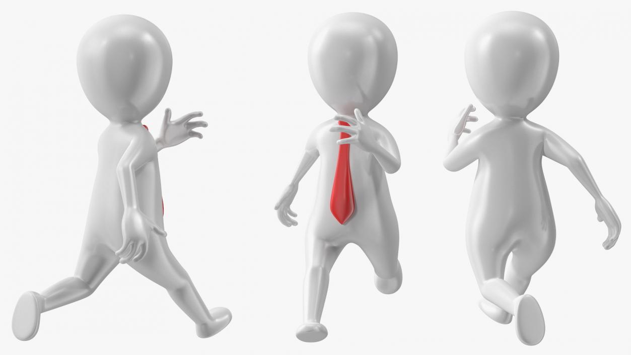 Running Stickman With Red Tie 3D model