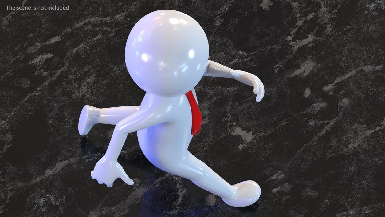 Running Stickman With Red Tie 3D model