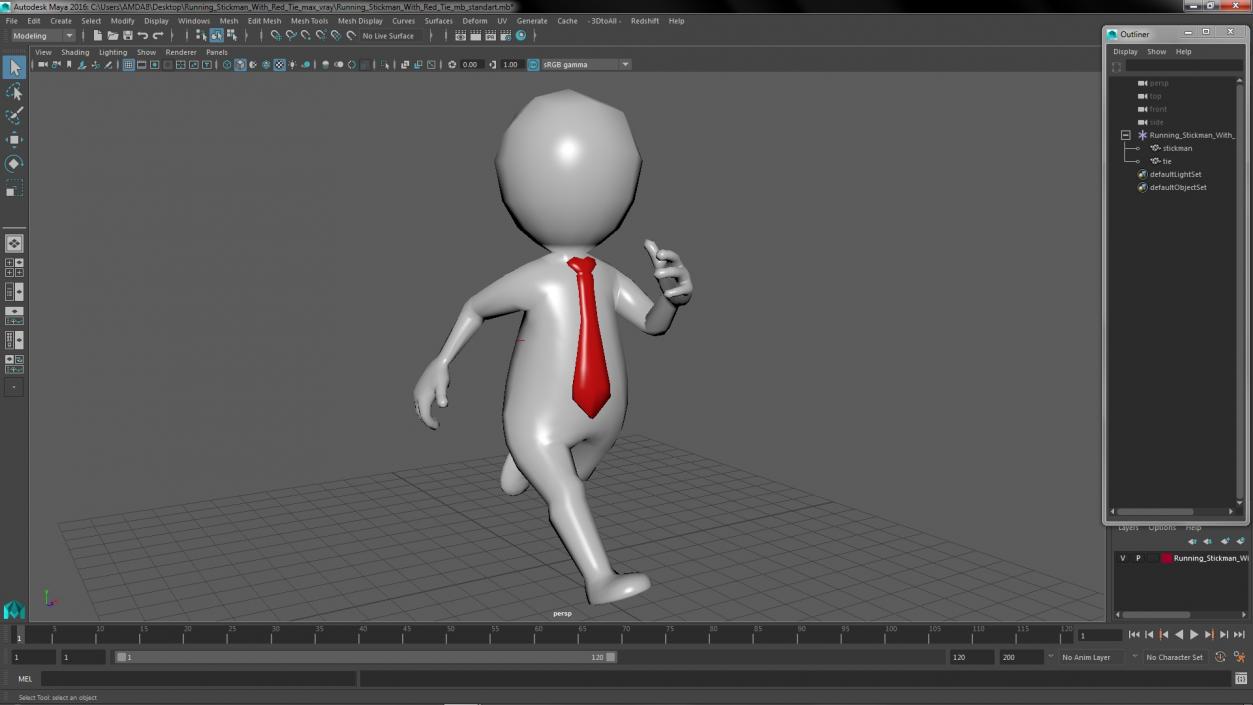 Running Stickman With Red Tie 3D model