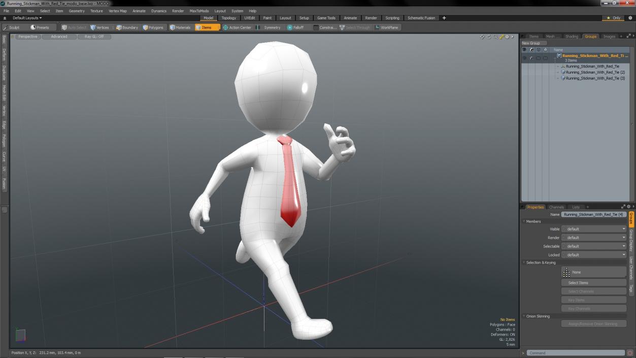 Running Stickman With Red Tie 3D model