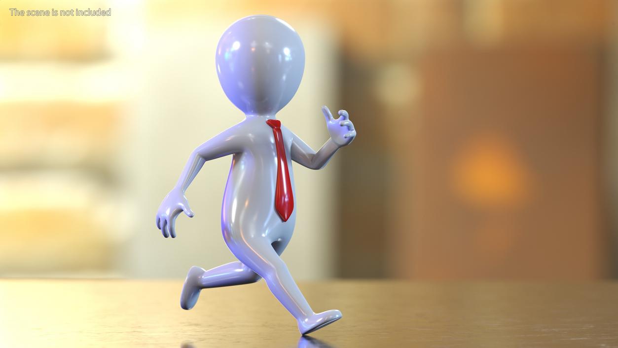 Running Stickman With Red Tie 3D model