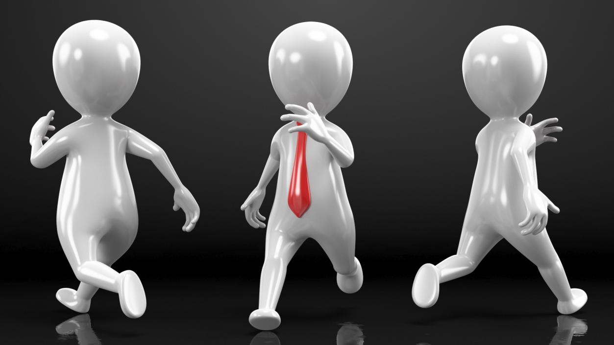 Running Stickman With Red Tie 3D model