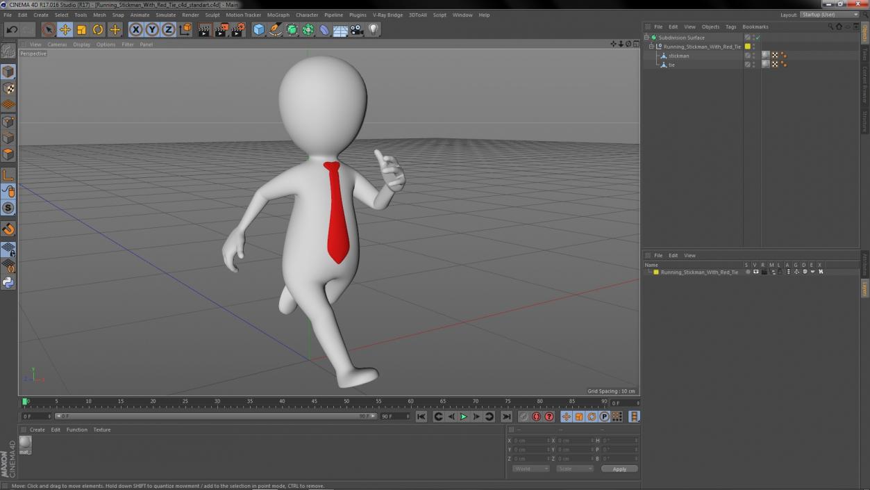 Running Stickman With Red Tie 3D model