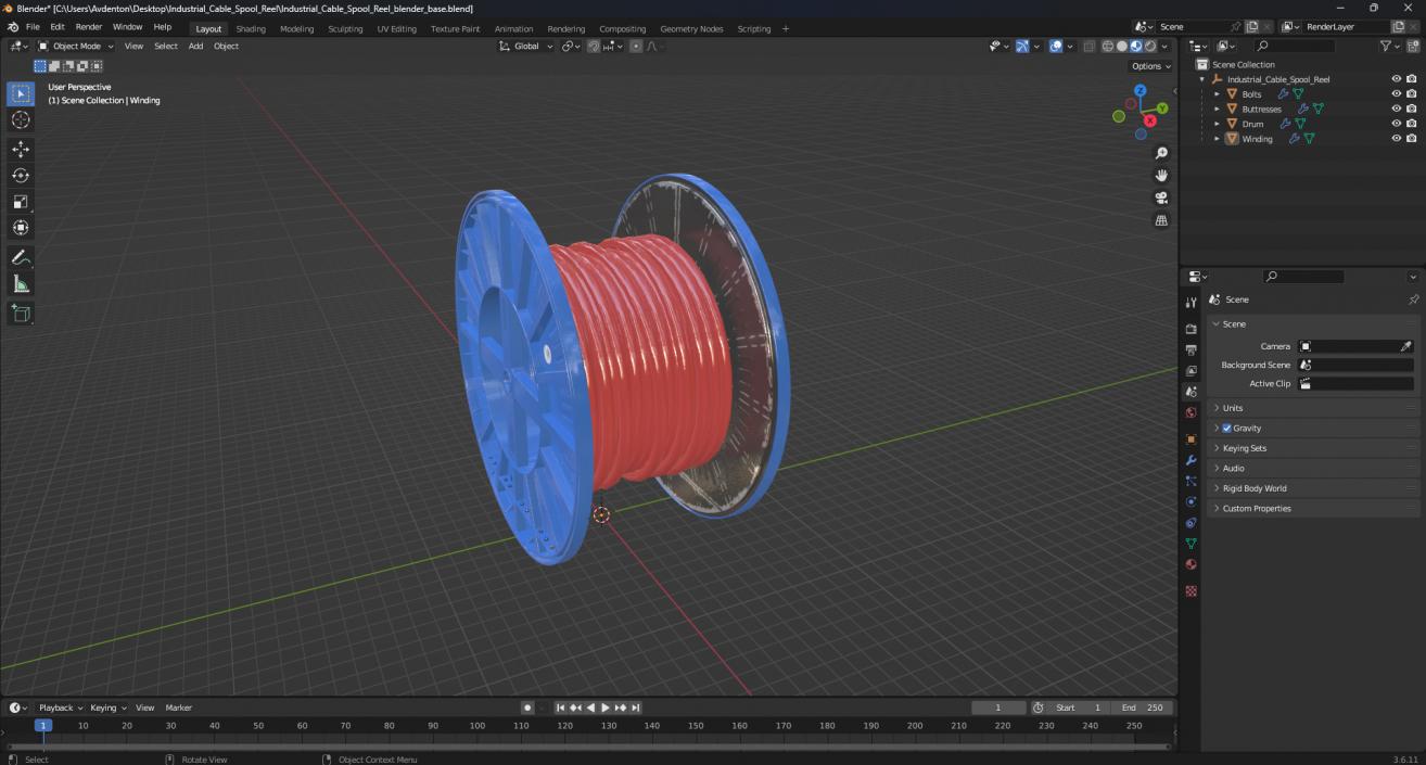 Industrial Cable Spool Reel 3D